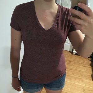 Heather Red Mossimo V Neck T-Shirt